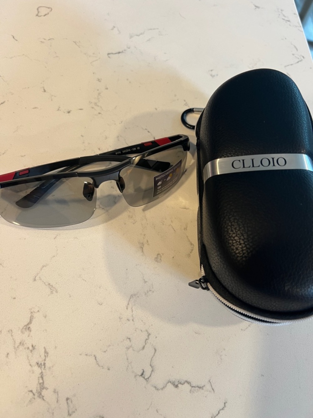 Black and Red Semi-Rimless Men's Sunglasses - Polarized Lenses